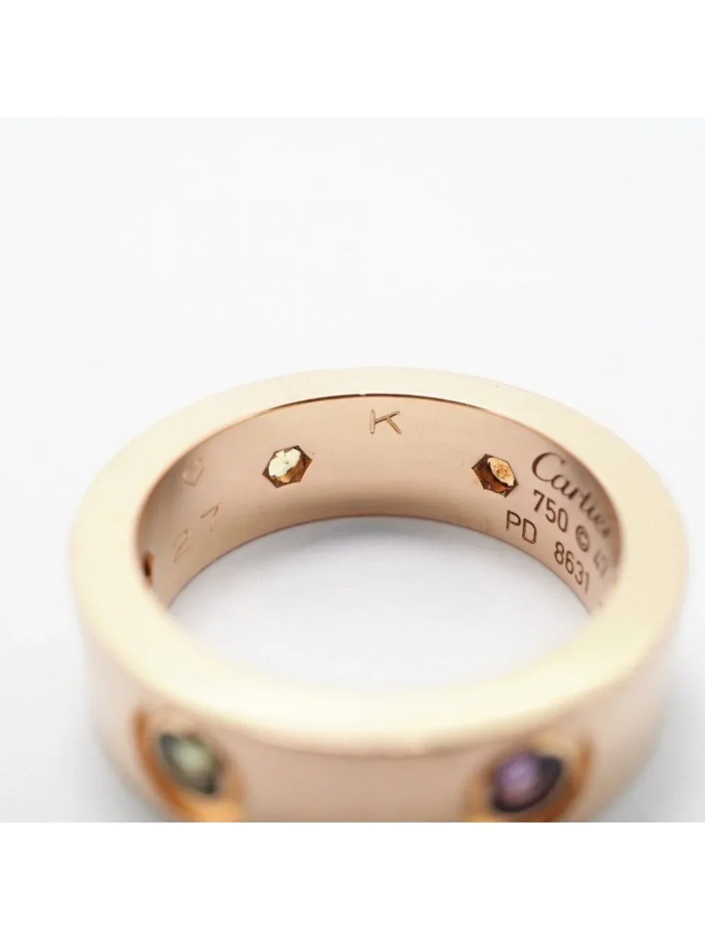 Cartier Ring Love 18k Pink Gold Multi Stone Multicolor